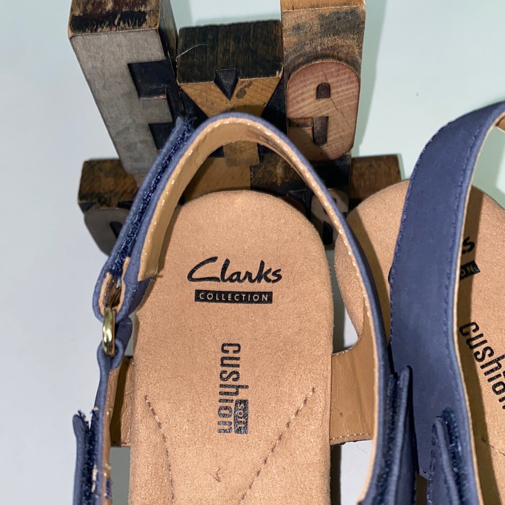 🆕CLARKS COLLECTION Women’s ‘Annadel Orchid’ Cork Platform in Navy Nubuck - Picture 6 of 10